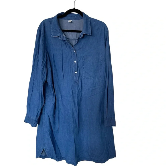 Old Navy Women’s Chambray Shirt Dress Long Sleeve 1/2 Button Front Size XL GUC - Picture 1 of 6